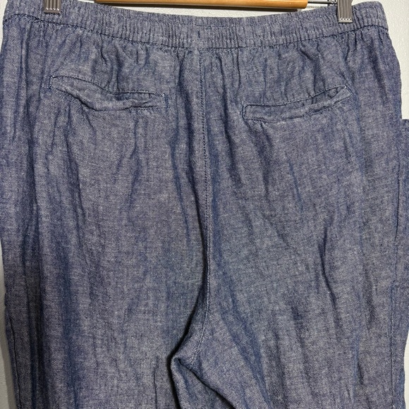 OLD NAVY | Chambray Blue Linen High Rise Crop Taper Pull-On Casual Pants size L - Picture 9 of 12